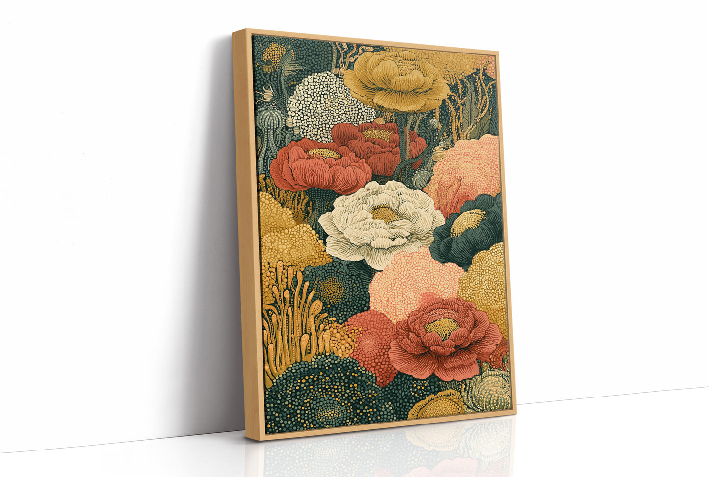 Dotted Bloom Mosaic in Rust and Gold