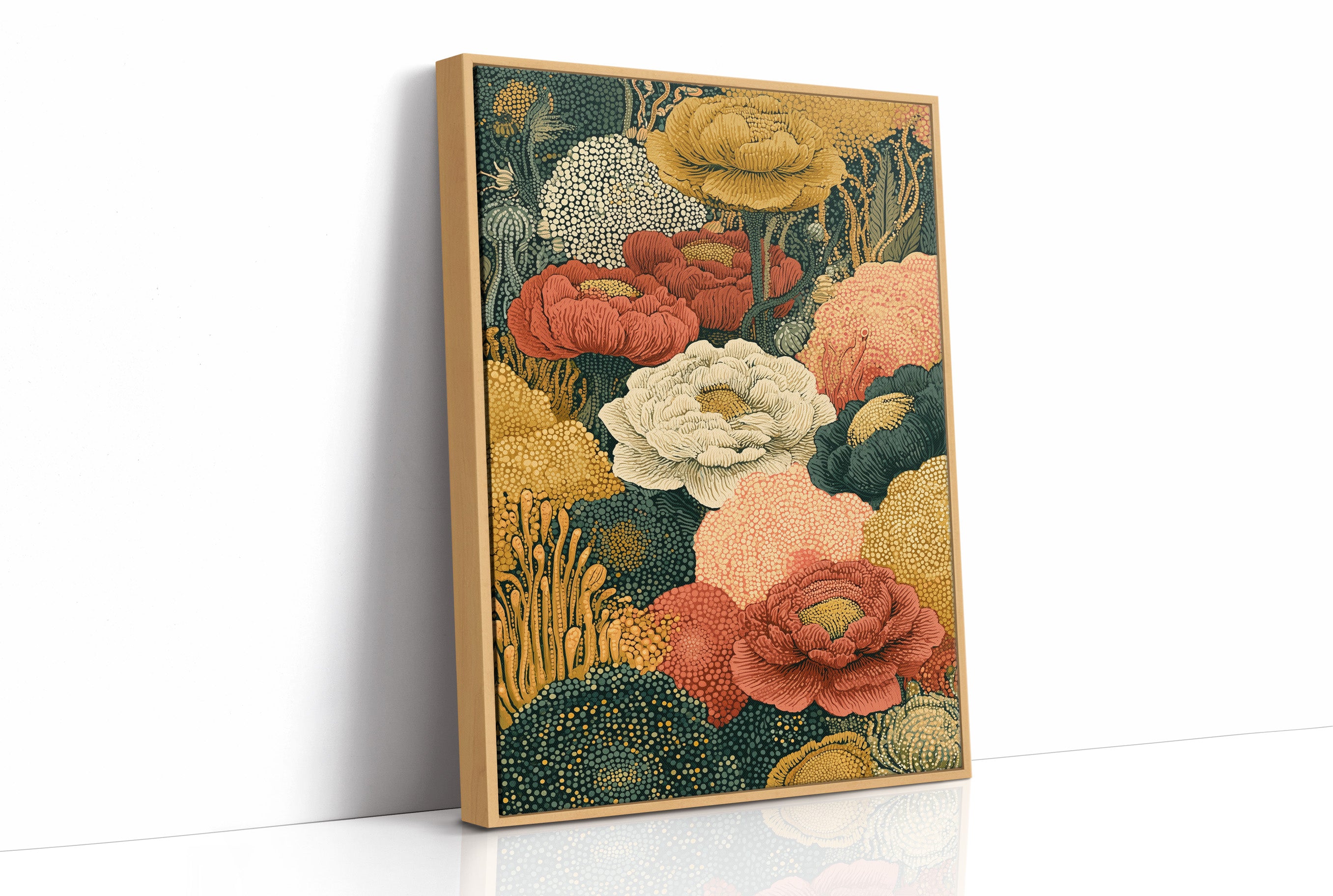 Dotted Bloom Mosaic in Rust and Gold