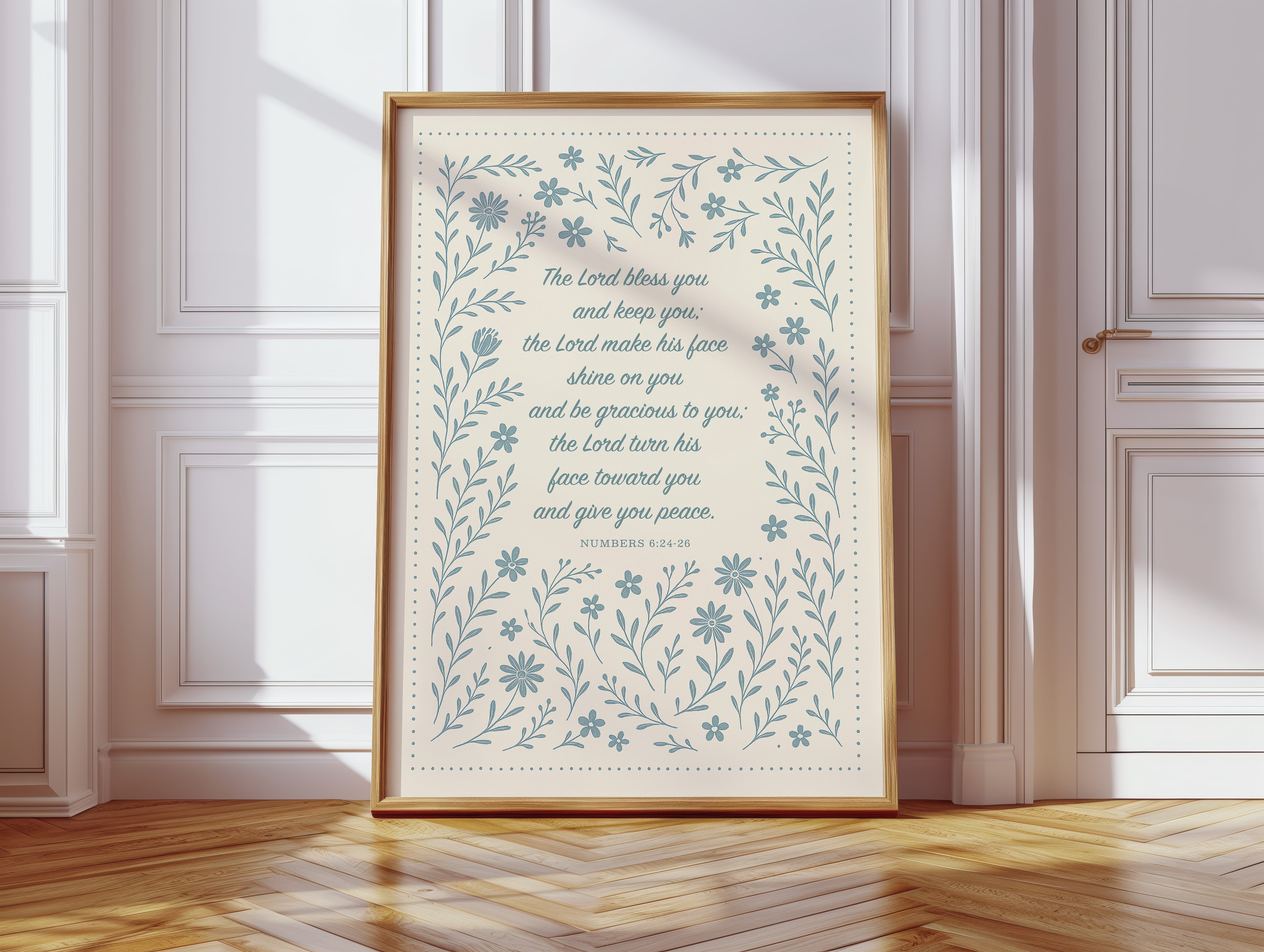 The Lord Bless You Floral Scripture Print