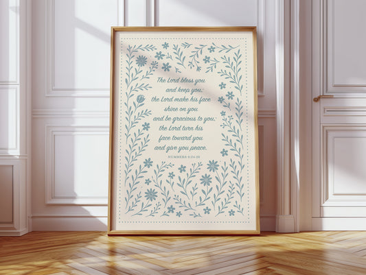 The Lord Bless You Floral Scripture Print