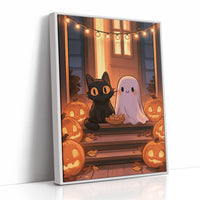 Trick-or-Treat Buddies on the Porch Step