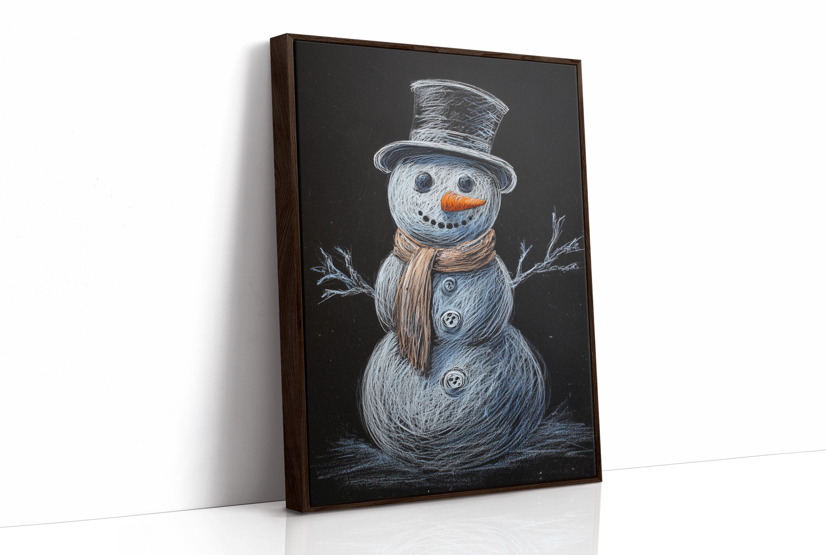 Snowman Tales On Winter Blackboard