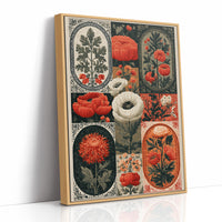 Botanical Patchwork in Red and Ink