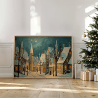 Moonlit Village Awaits December Snow