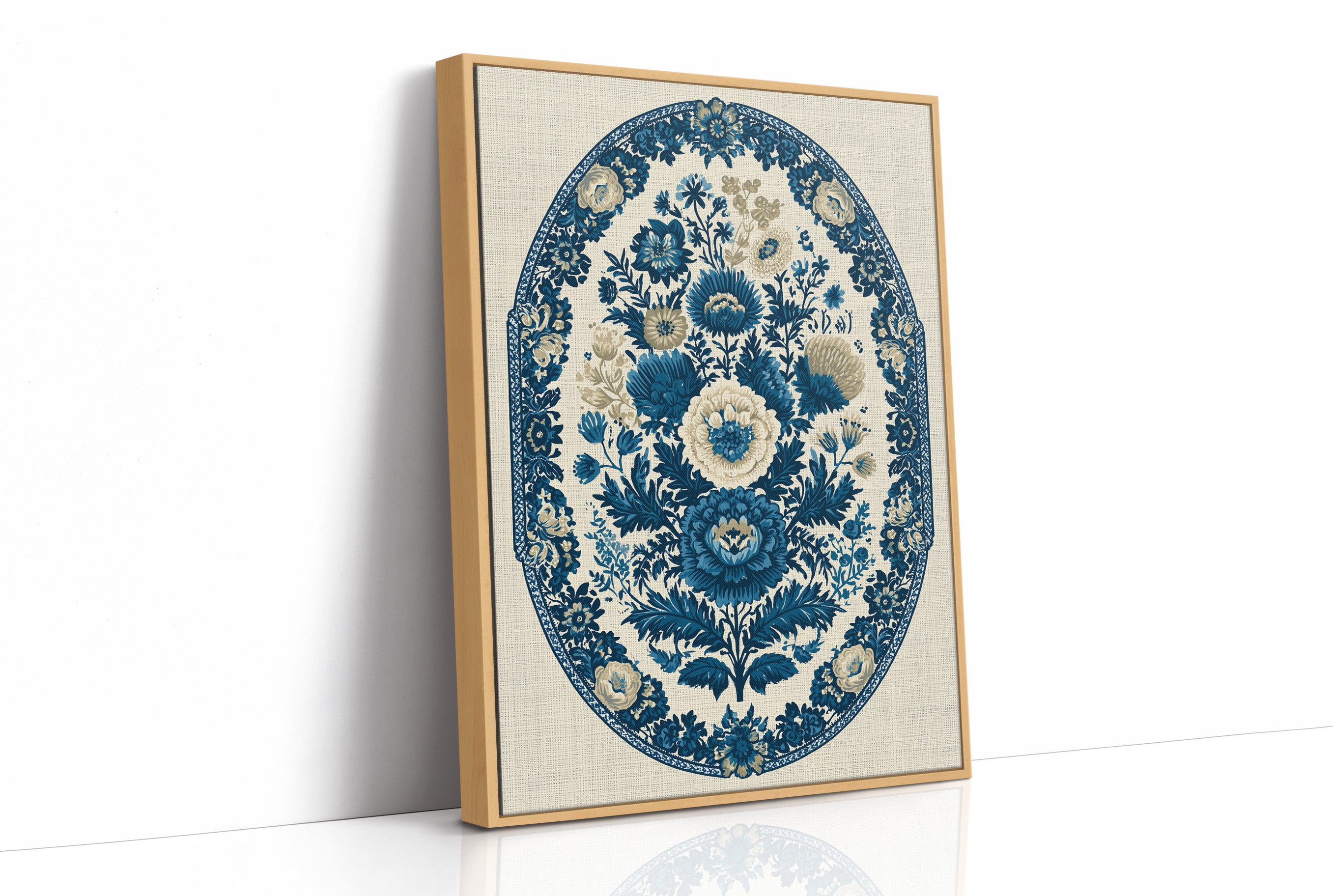 Indigo Porcelain Floral Medallion