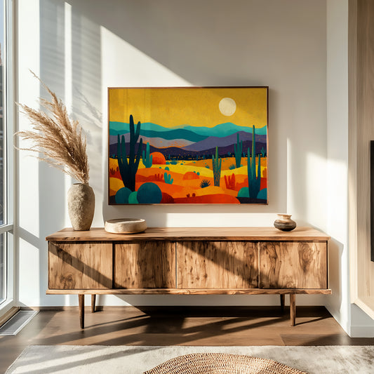 Saguaros Dance Under Golden Moons