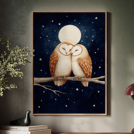 Loving Owls Under a Full Moon