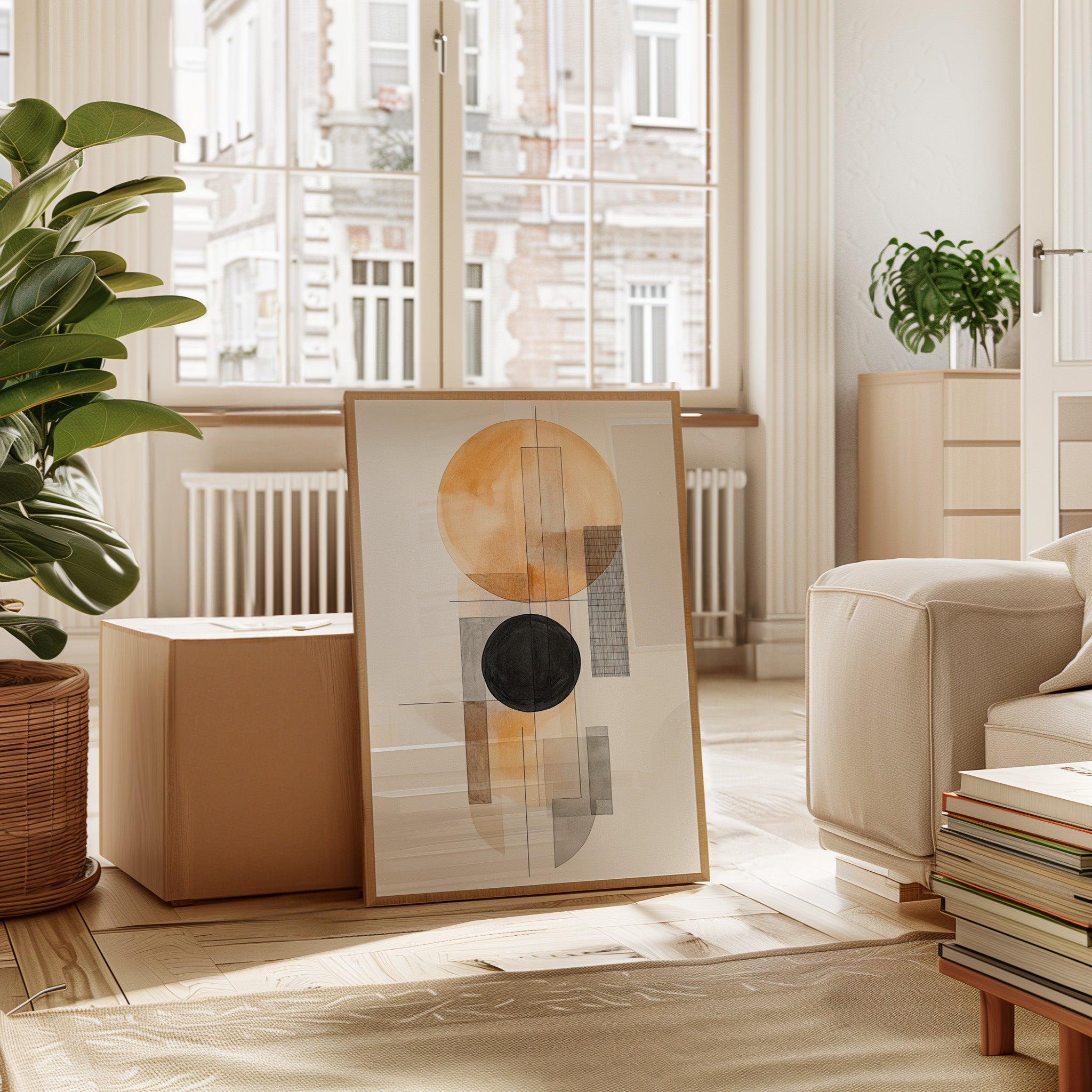 Modern Geometric Abstract Art Print – Minimalist Watercolor Design