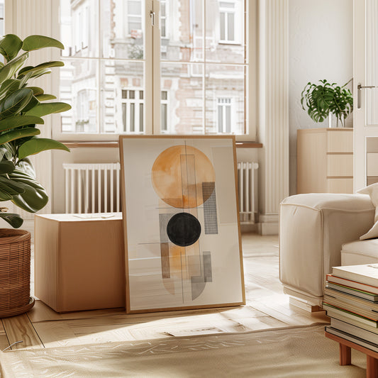 Modern Geometric Abstract Art Print – Minimalist Watercolor Design