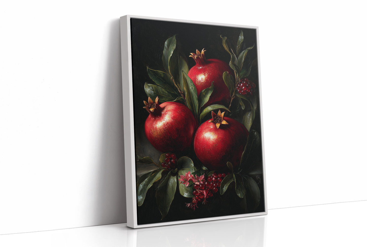 Crimson Jewels Against Midnight Canvas