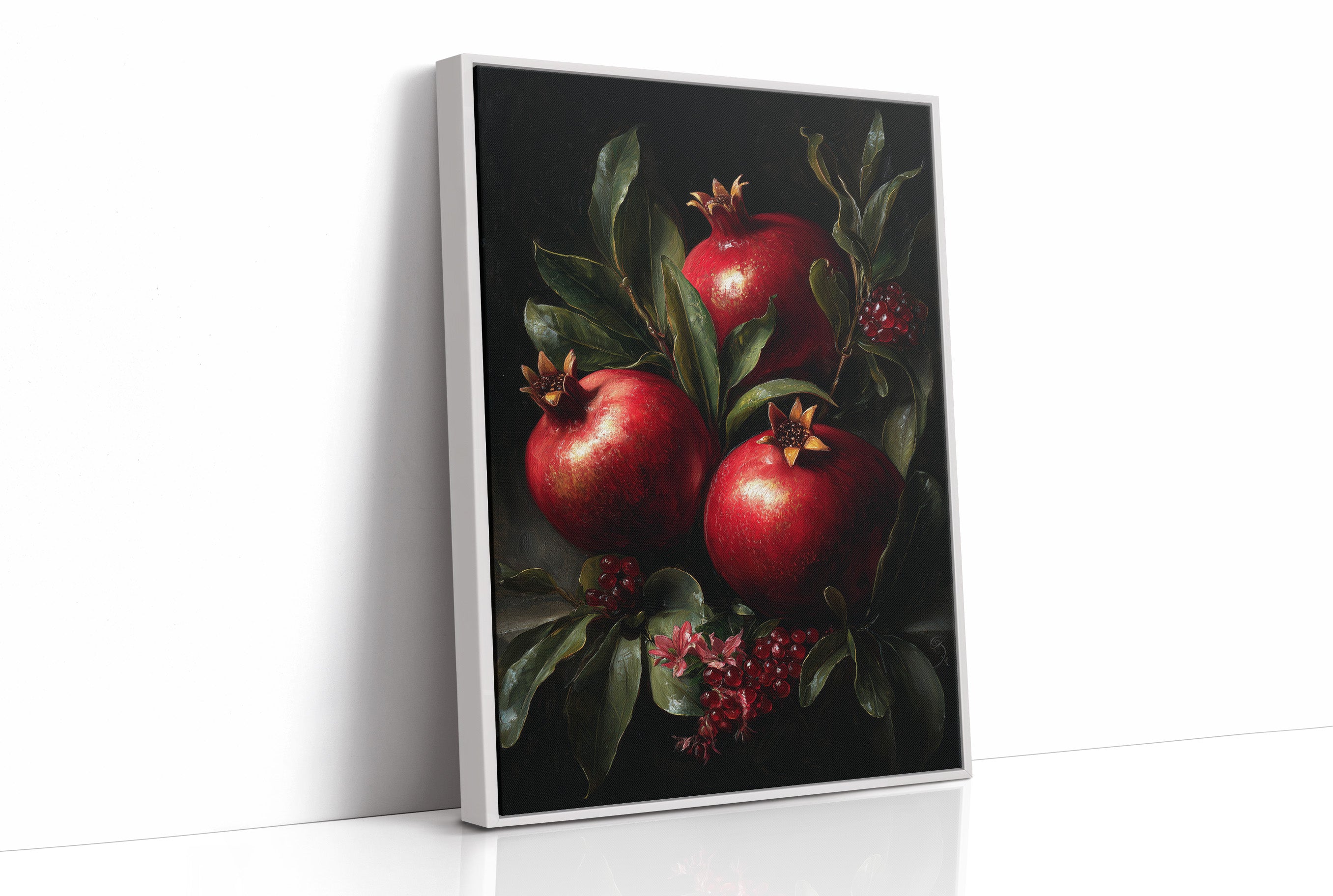 Crimson Jewels Against Midnight Canvas