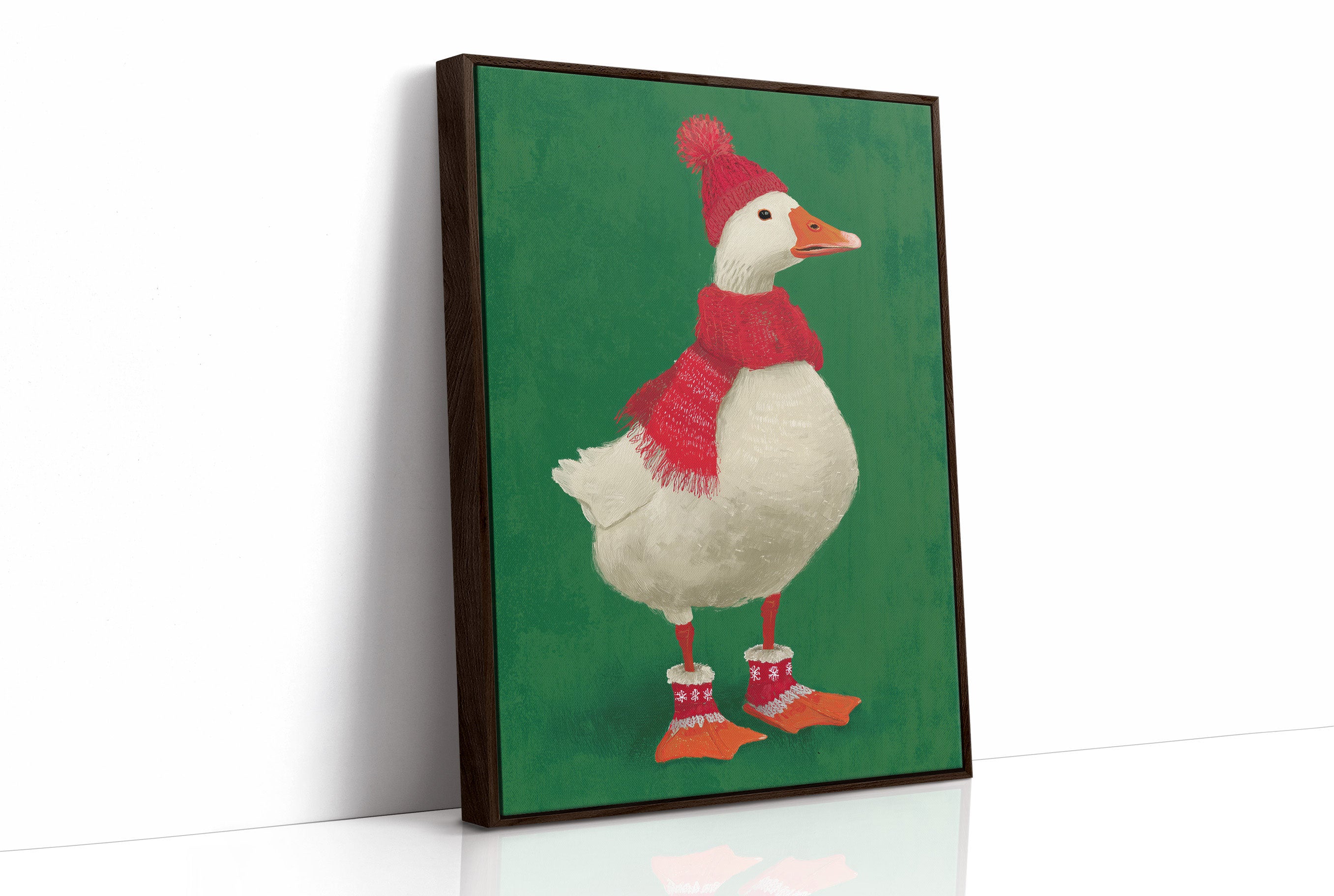 Festive Duck Wears Winter Woolens