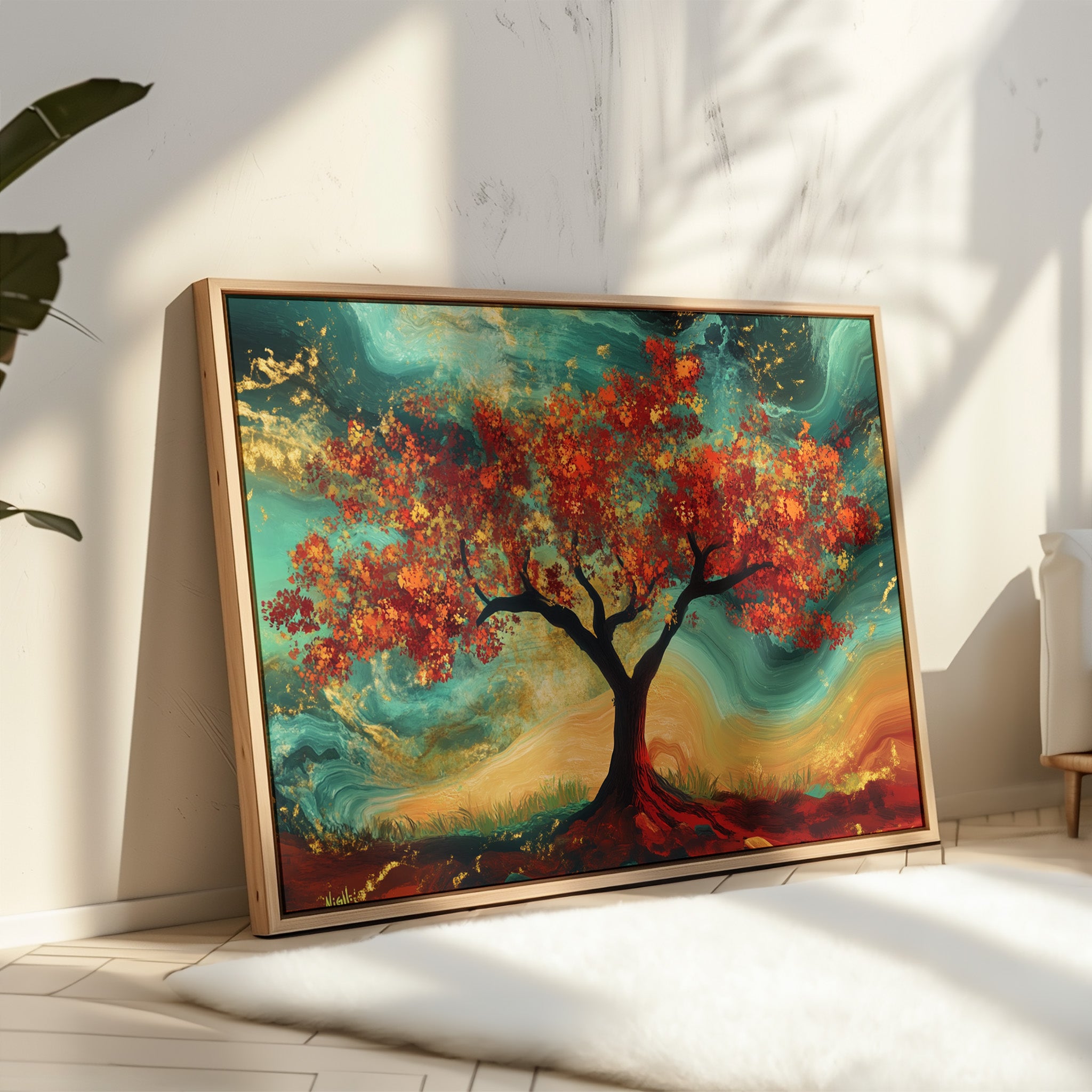Autumn's Fire Dances With Turquoise Skies
