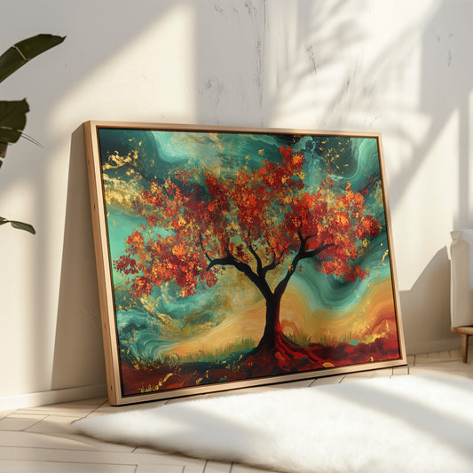 Autumn's Fire Dances With Turquoise Skies