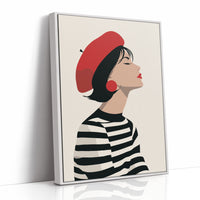 Parisian Reverie: Striped Elegance in Profile