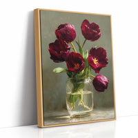 Still Life With Burgundy Tulips