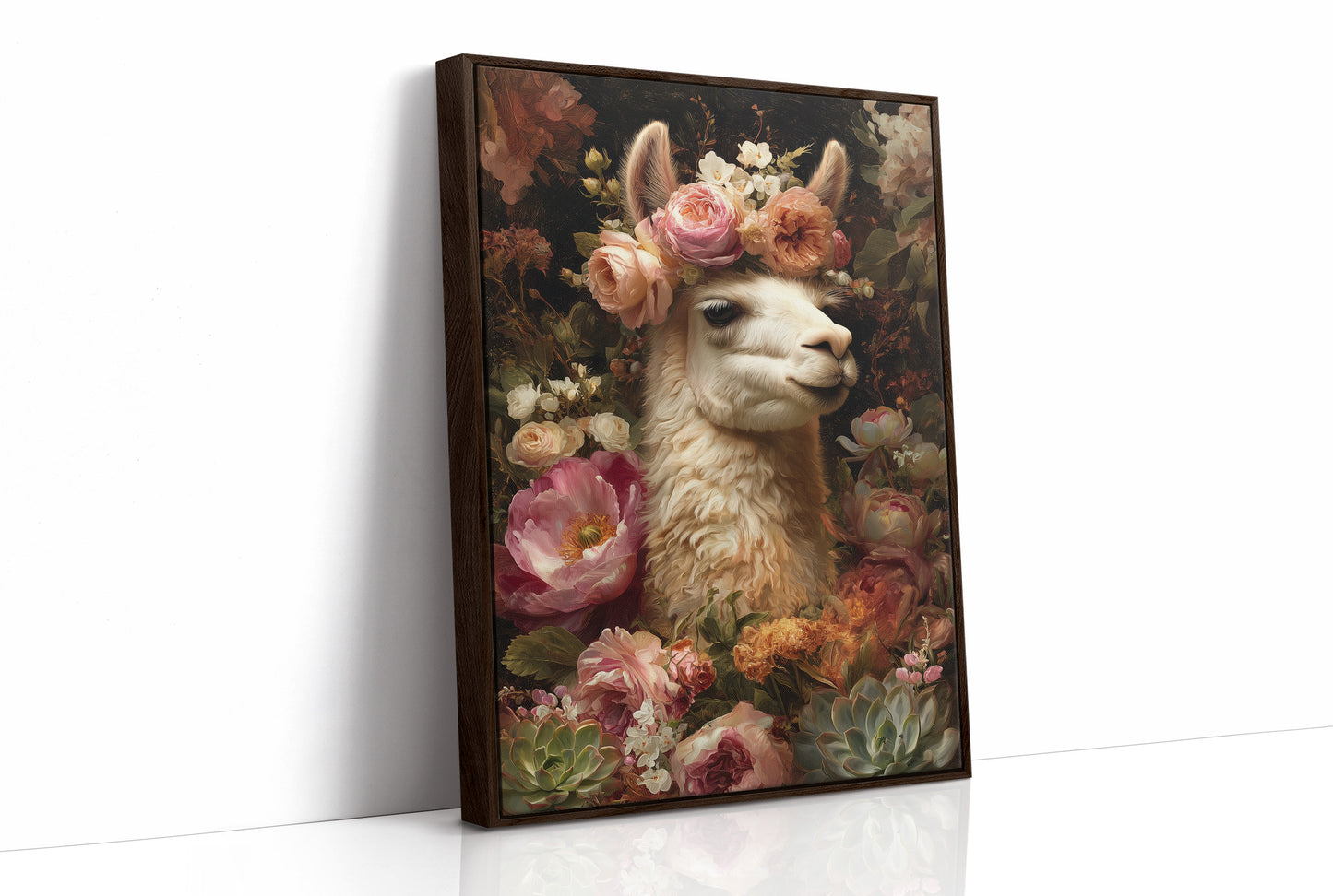 Crowned Llama In Floral Court