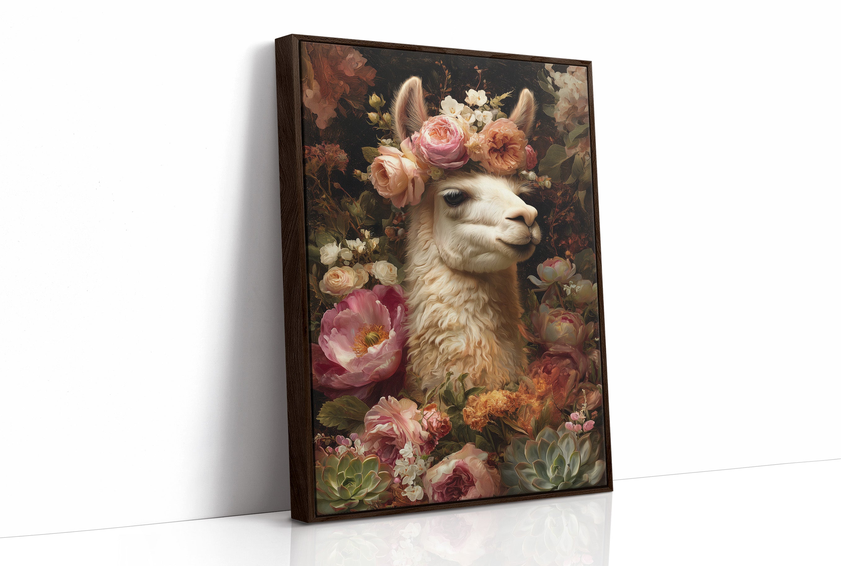 Crowned Llama In Floral Court