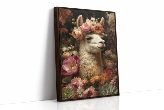 Crowned Llama In Floral Court