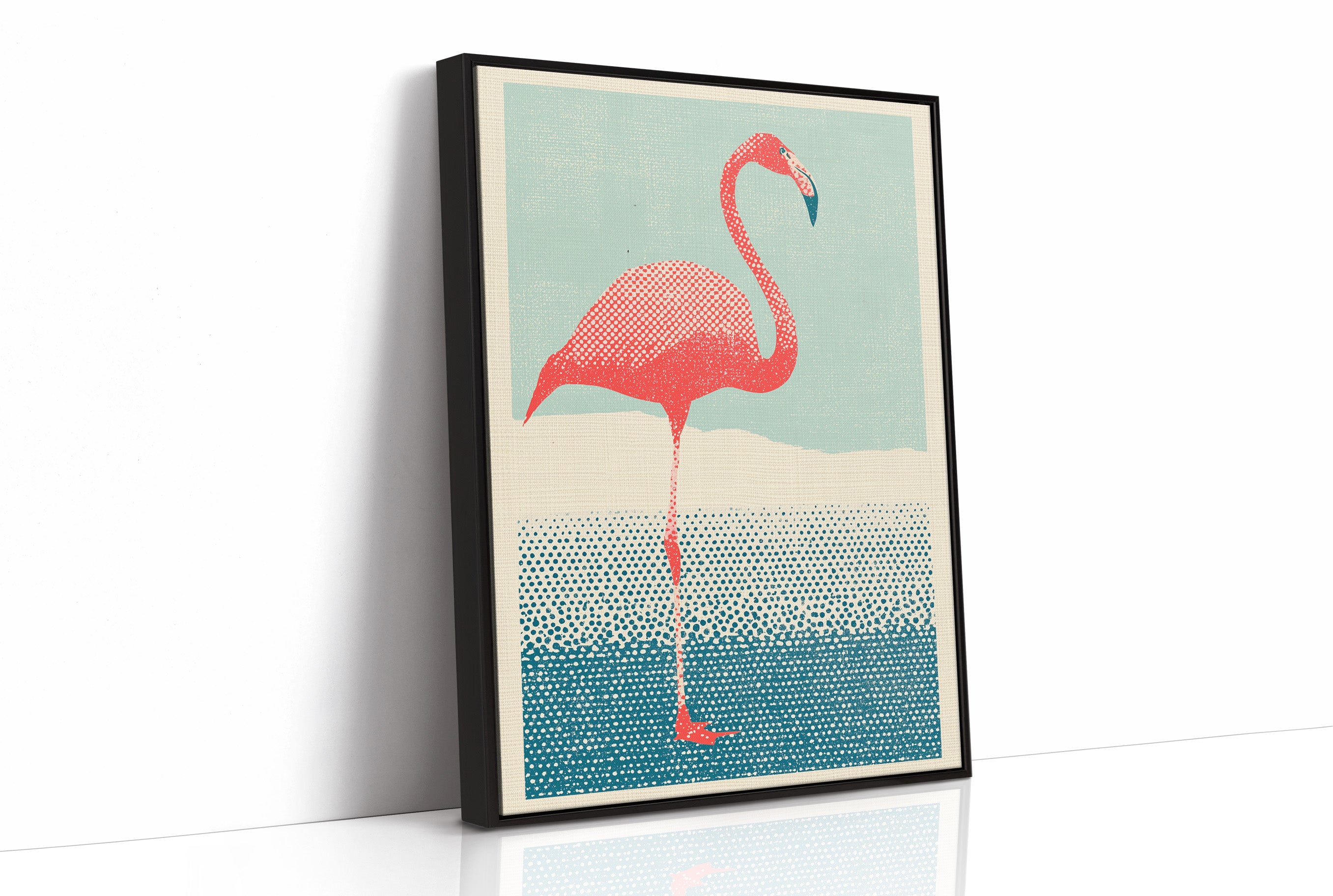 Flamingo on One Leg, Retro Print