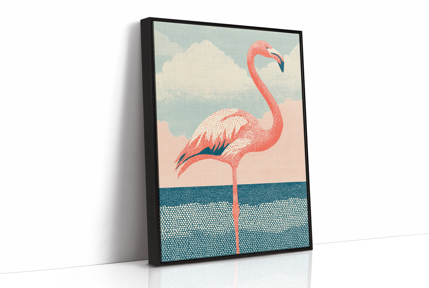 Flamingo Against Cotton Candy Clouds