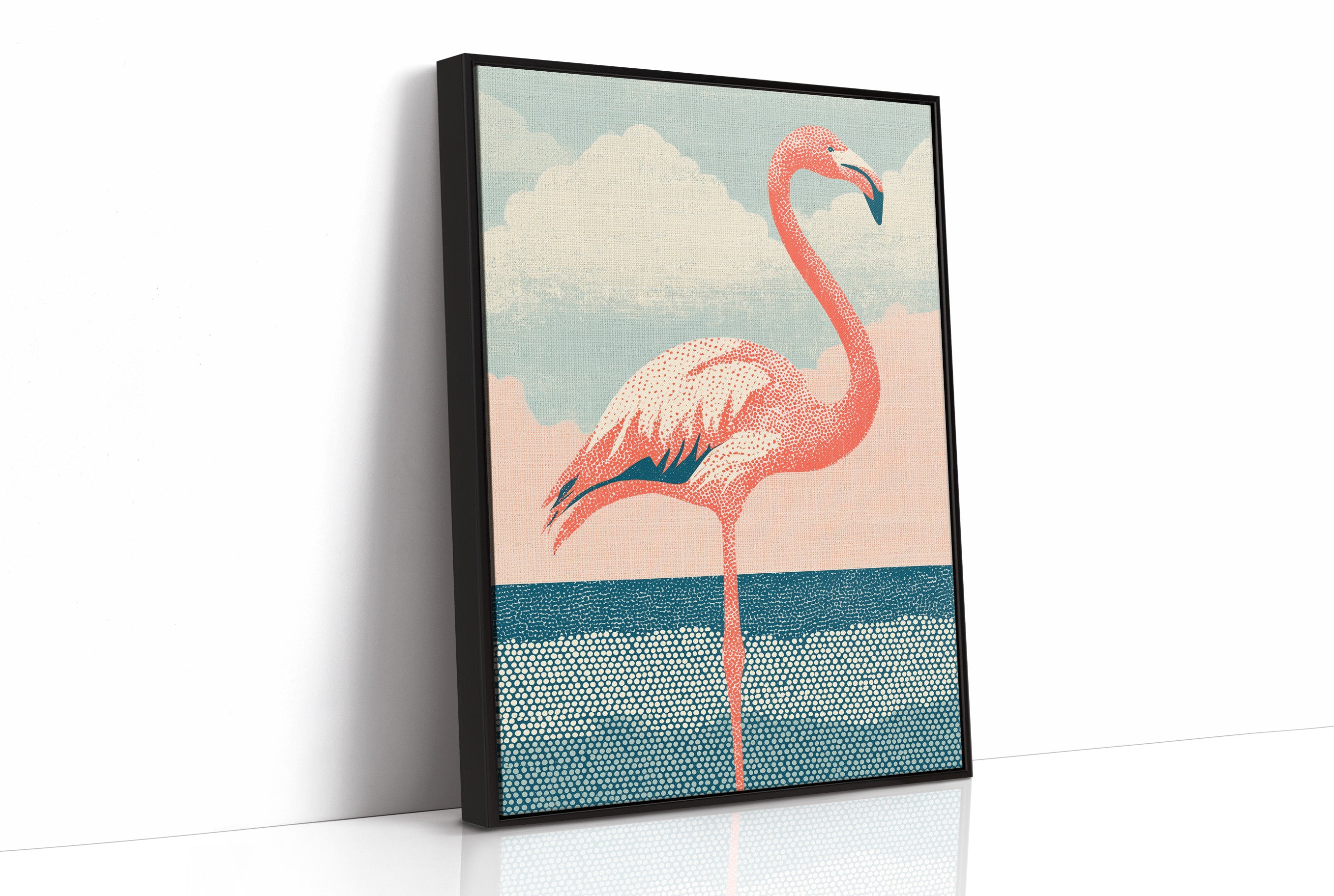 Flamingo Against Cotton Candy Clouds