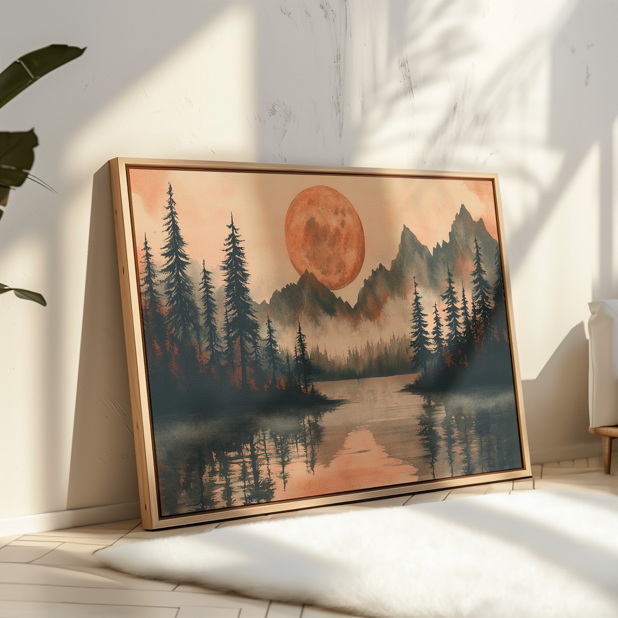 Copper Moon Bathes Mountain Lake