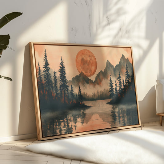 Copper Moon Bathes Mountain Lake