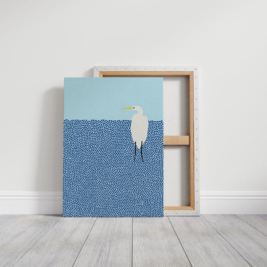 Egret in Blue Dotted Waters