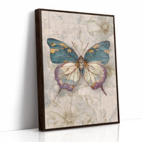 Teal Wings On Vintage Maps