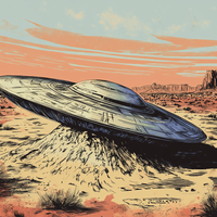 Gallery image 6 for Desert Landing: UFO Shadows and Distant Skies