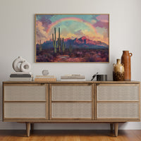 Gallery image 4 for Cactus Rainbow Desert Print – Boho Southwest Canvas Art