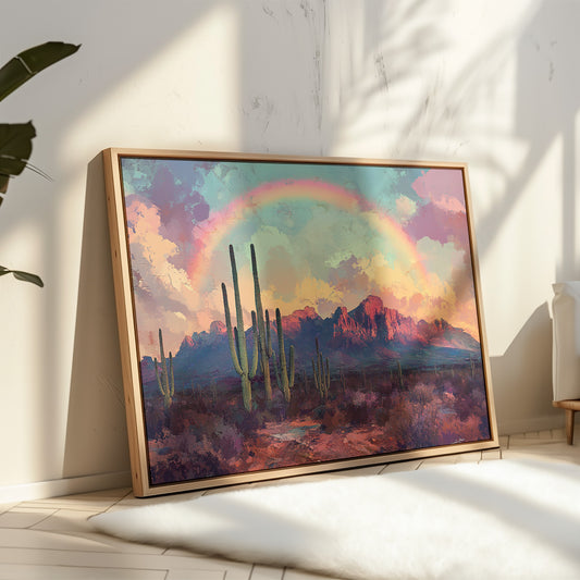 Gallery image 14 for Cactus Rainbow Desert Print – Boho Southwest Canvas Art