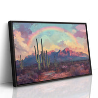 Gallery image 15 for Cactus Rainbow Desert Print – Boho Southwest Canvas Art