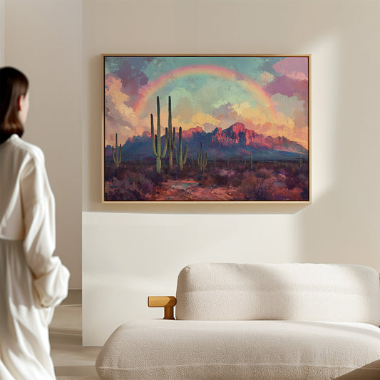 Gallery image 17 for Cactus Rainbow Desert Print – Boho Southwest Canvas Art