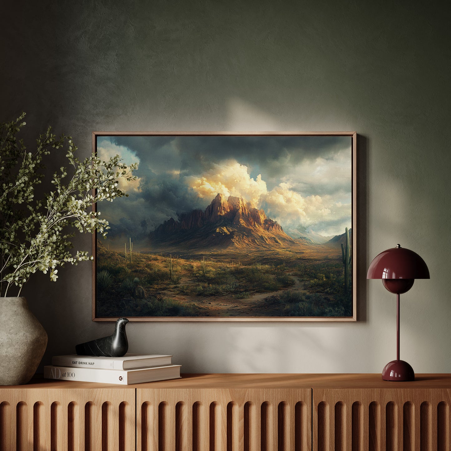 Gallery image 3 for Stormy Desert Mountain Canvas – Moody Western Landscape Wall Art