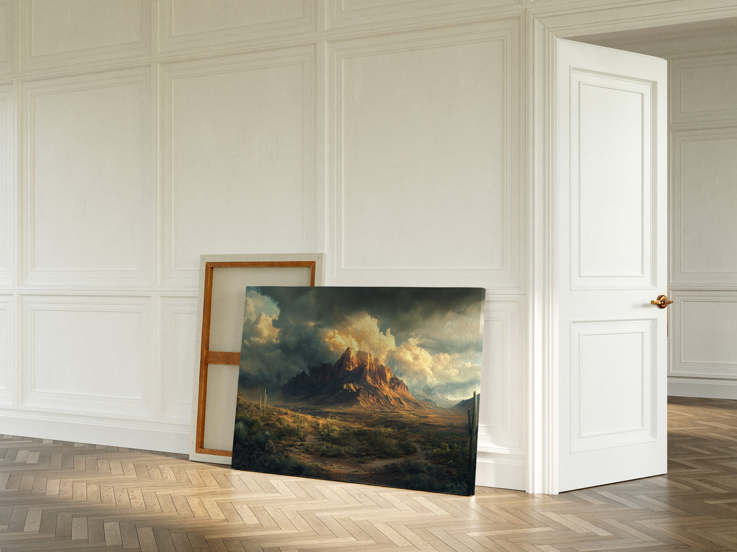 Gallery image 4 for Stormy Desert Mountain Canvas – Moody Western Landscape Wall Art