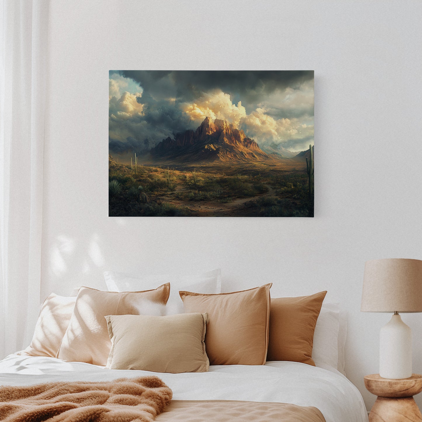 Gallery image 5 for Stormy Desert Mountain Canvas – Moody Western Landscape Wall Art
