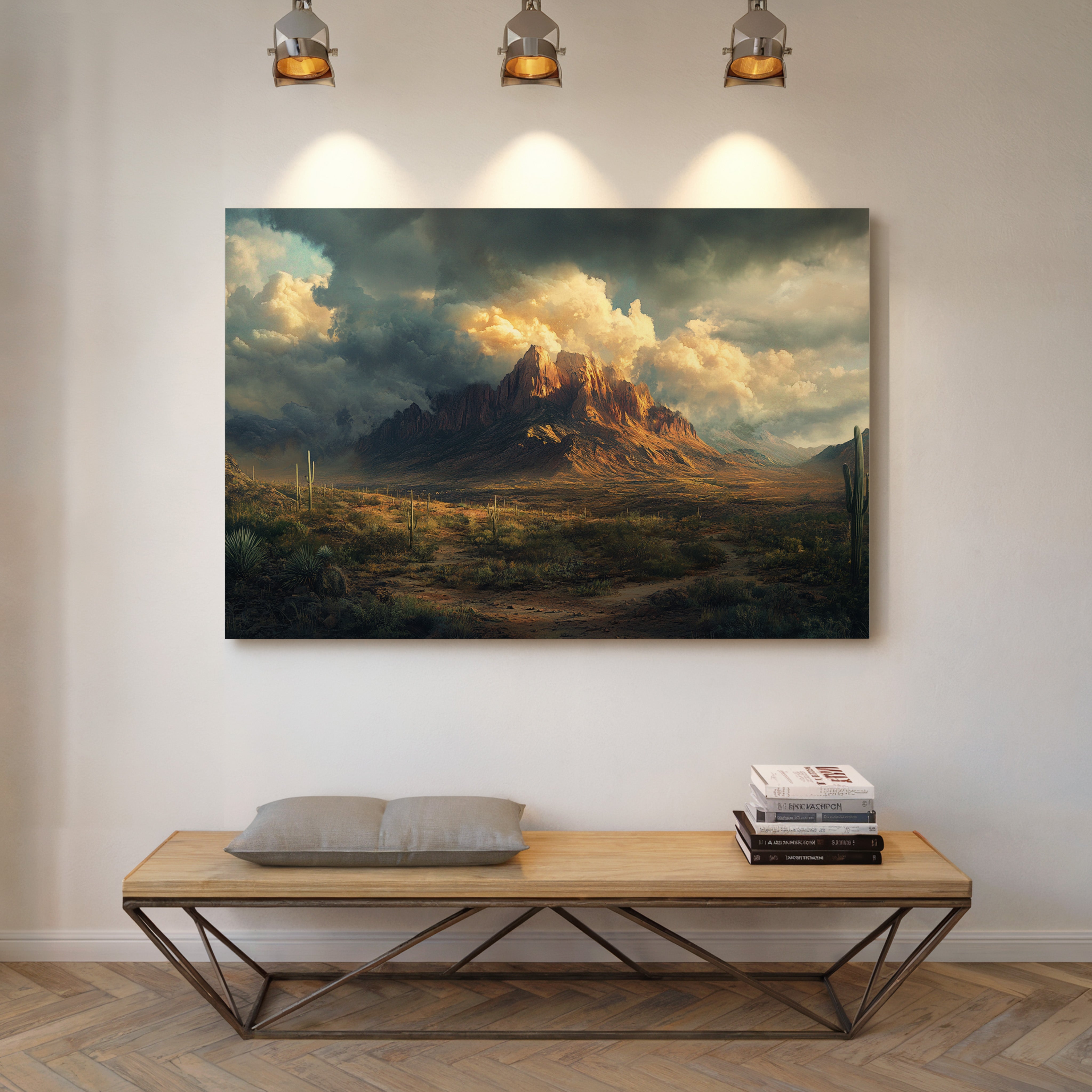 Gallery image 6 for Stormy Desert Mountain Canvas – Moody Western Landscape Wall Art
