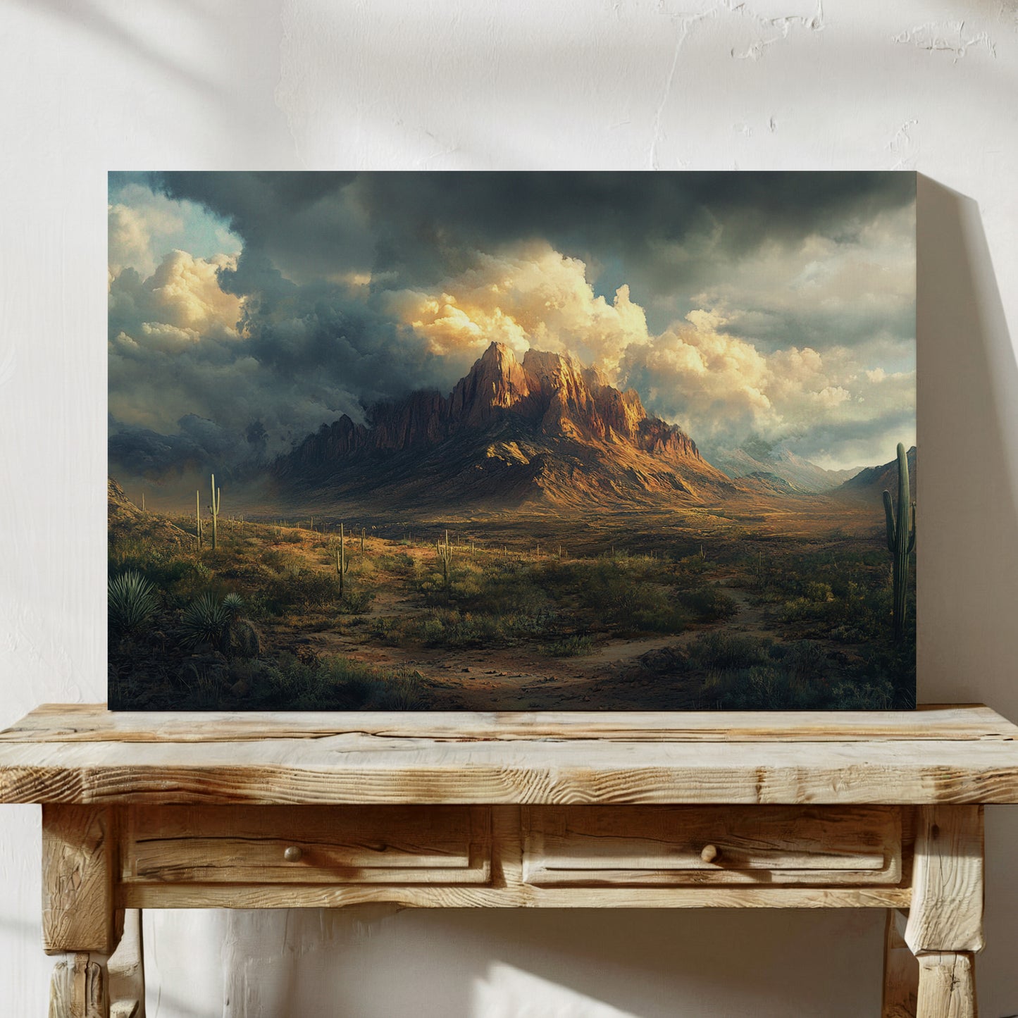 Gallery image 7 for Stormy Desert Mountain Canvas – Moody Western Landscape Wall Art
