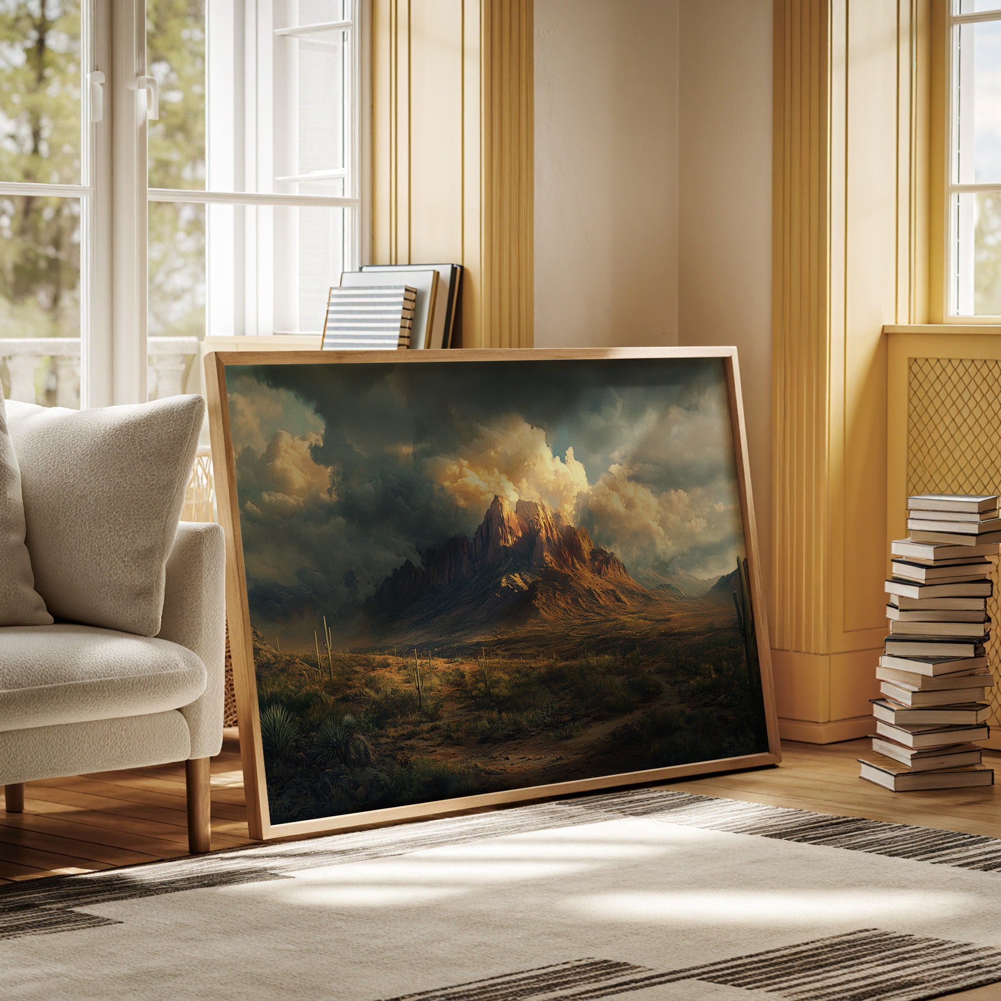 Gallery image 9 for Stormy Desert Mountain Canvas – Moody Western Landscape Wall Art