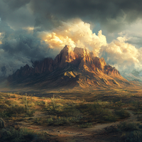 Gallery image 11 for Stormy Desert Mountain Canvas – Moody Western Landscape Wall Art