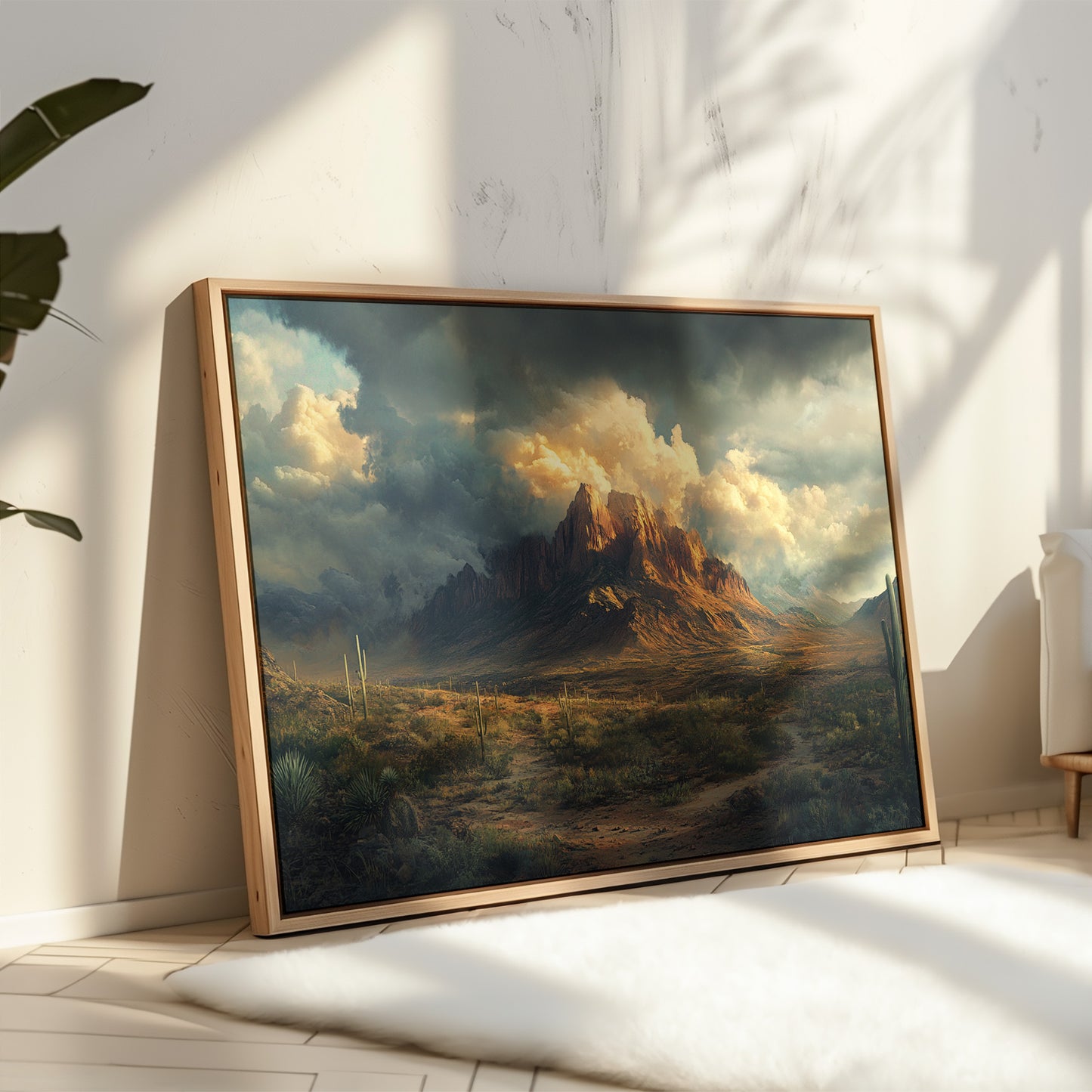 Gallery image 12 for Stormy Desert Mountain Canvas – Moody Western Landscape Wall Art