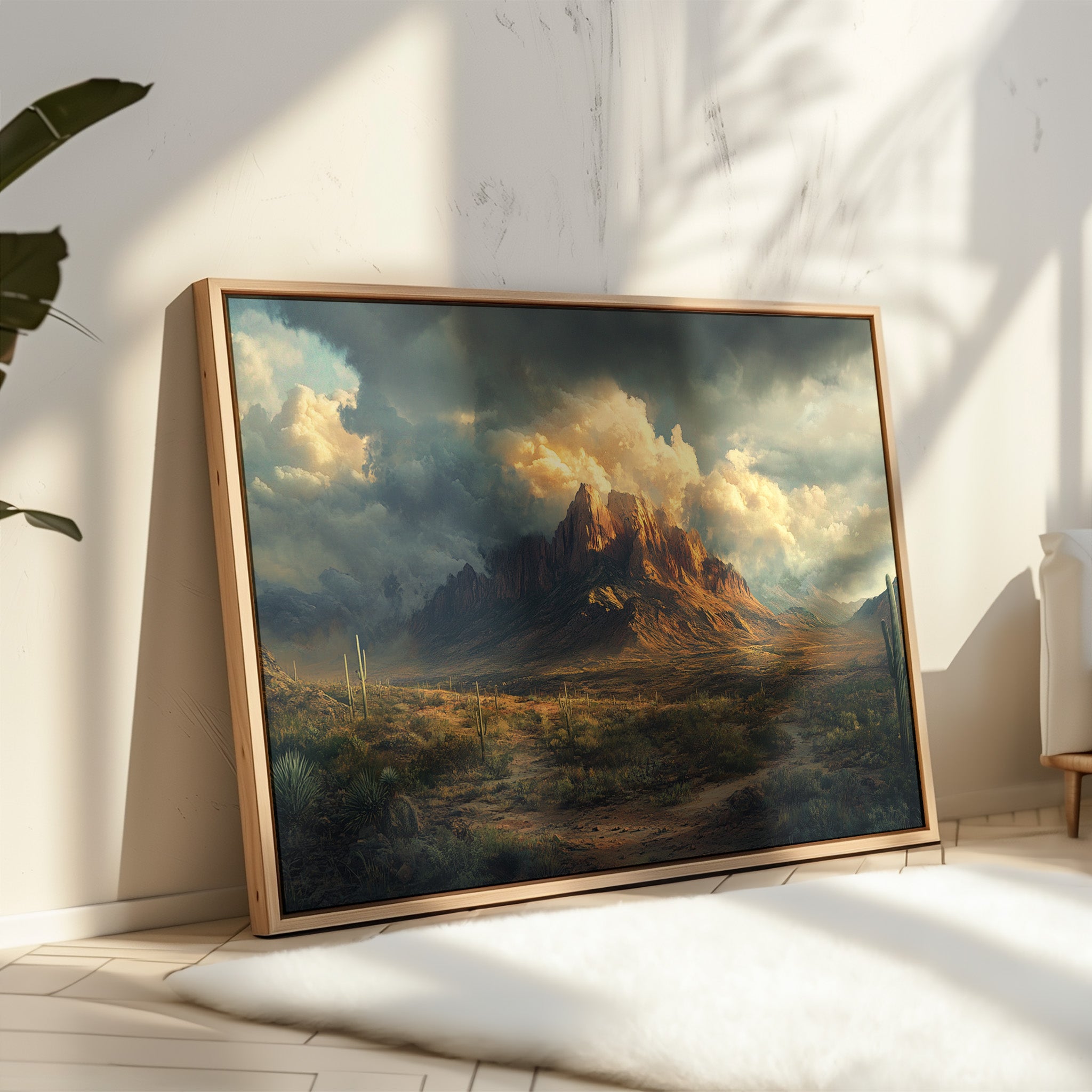 Gallery image 12 for Stormy Desert Mountain Canvas – Moody Western Landscape Wall Art
