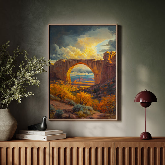 Gallery image 2 for Southwest Arch Canyon Canvas – Autumn Desert Landscape Wall Art