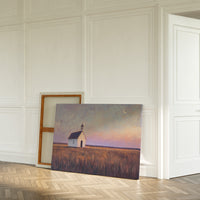Gallery image 2 for Prairie Moon Chapel Canvas – Minimalist Country Church Wall Art