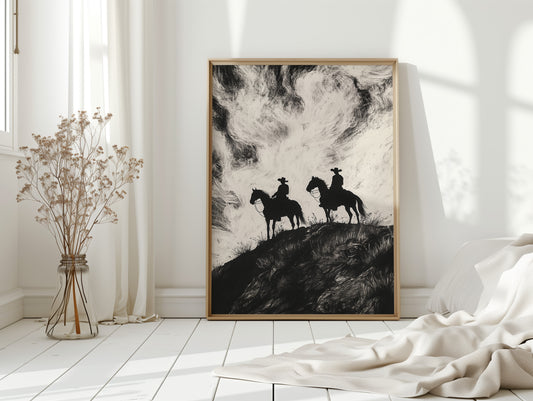 Gallery image 2 for Cowboy Ridge Silhouette Print – Western Horseback Wall Art