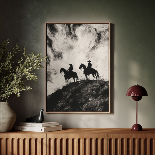 Gallery image 4 for Cowboy Ridge Silhouette Print – Western Horseback Wall Art