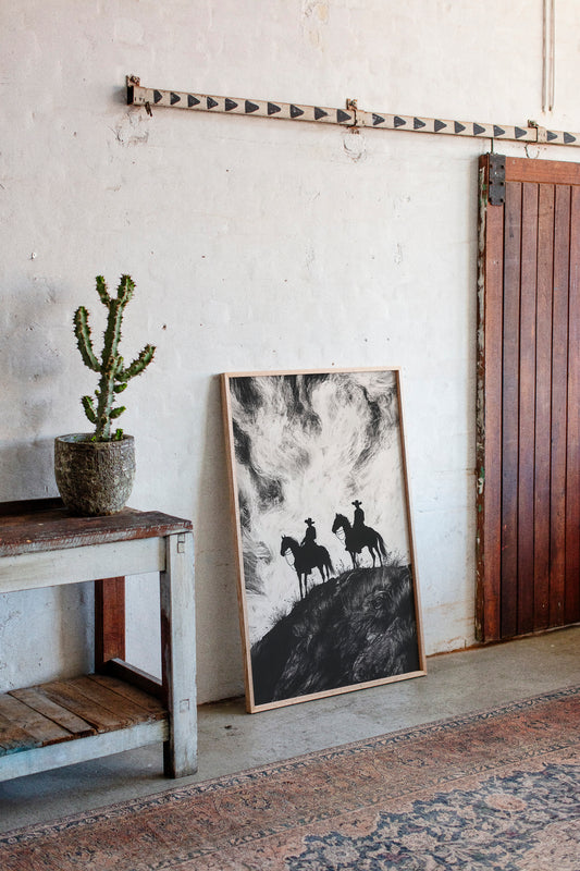 Gallery image 5 for Cowboy Ridge Silhouette Print – Western Horseback Wall Art