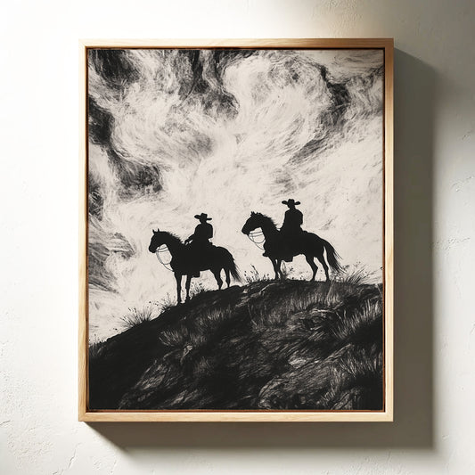 Gallery image 8 for Cowboy Ridge Silhouette Print – Western Horseback Wall Art